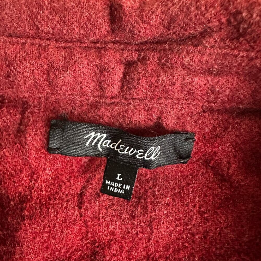 Madewell Flannel Shirt Zip Front Popover Burgundy Pockets Fall Western Cozy - Picture 6 of 8